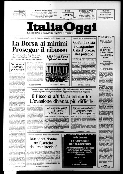 Italia oggi : quotidiano di economia finanza e politica